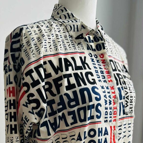 Scotch & Soda Typographic Aloha Print Cotton Viscose Button-Down Shirt – US S - Picture 2 of 13